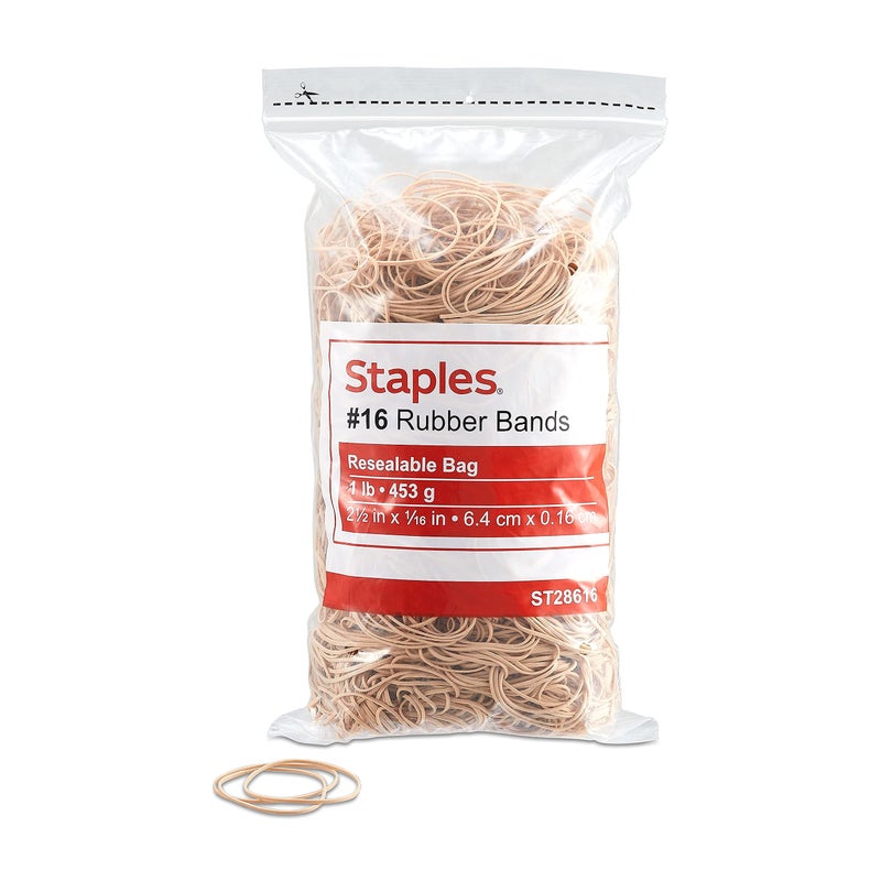 Staples; Economy Rubber Bands, Size #16, 1 lb. 2 1/2" X 1/16" - Image 1